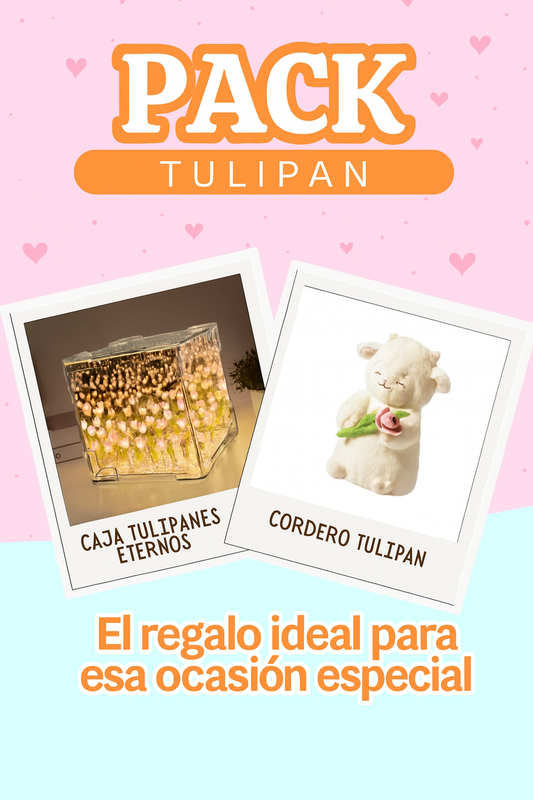 🌸PELUCHE CORDEITO TULIPAN + TULIPAN INFINITO CAJA DE REGALO